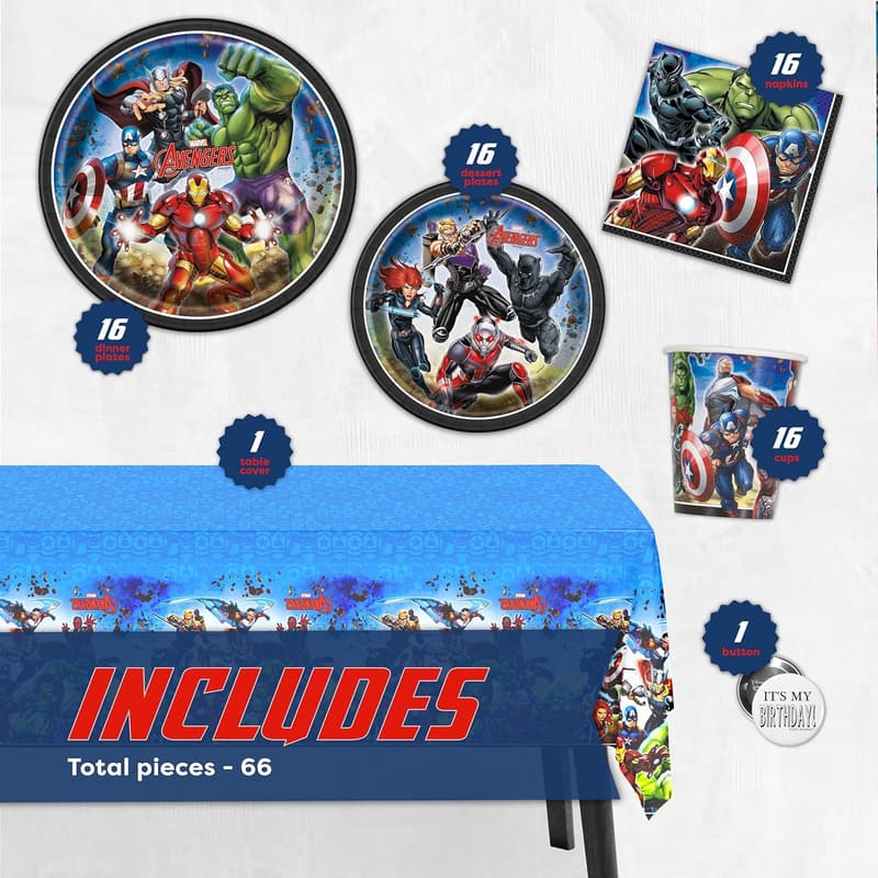 Marvel Avengers Superhero Party Supplies for 16 Guests