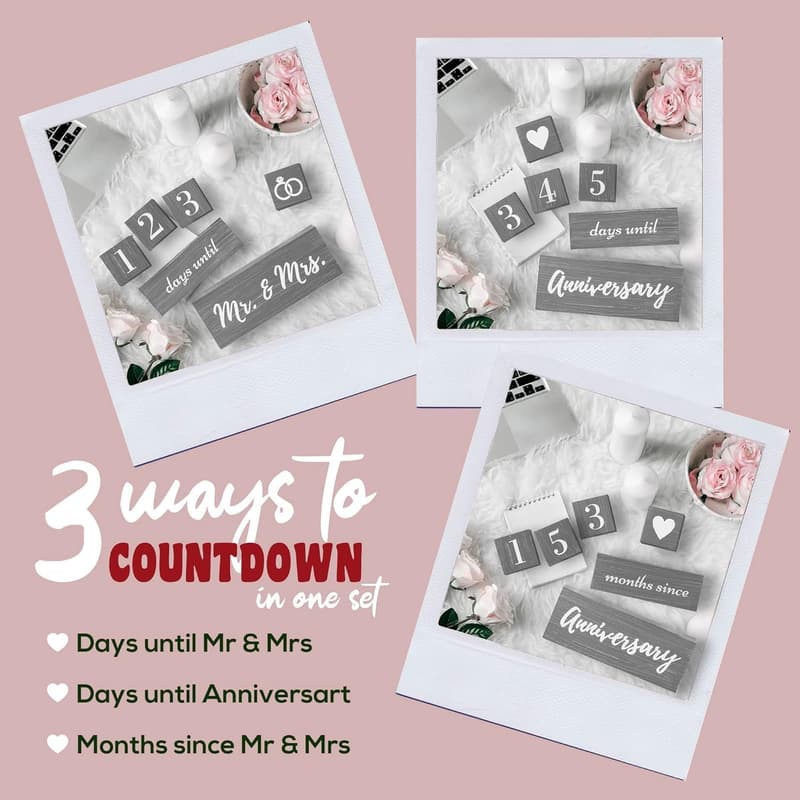 Engagement Gift: Rustic Wedding Countdown Plaque & Calendar