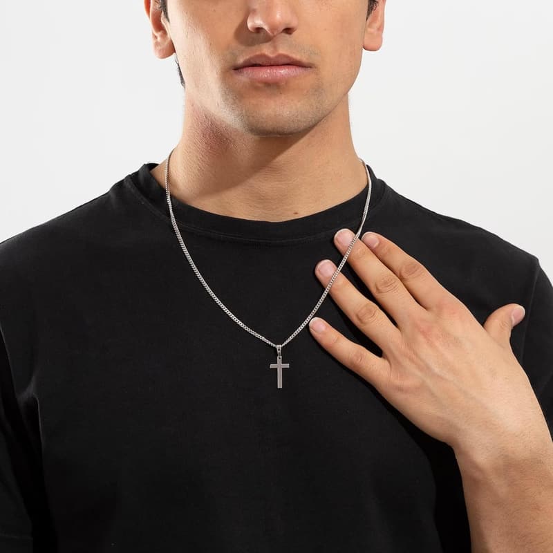 Silver Cuban Link Chain Necklace for Men - Gift for Dad & Son