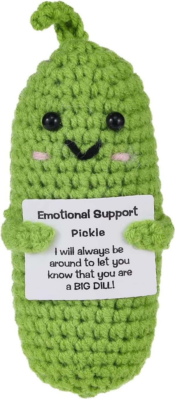 Encouragement Pickle Plush Toy – Positive Crochet Gift
