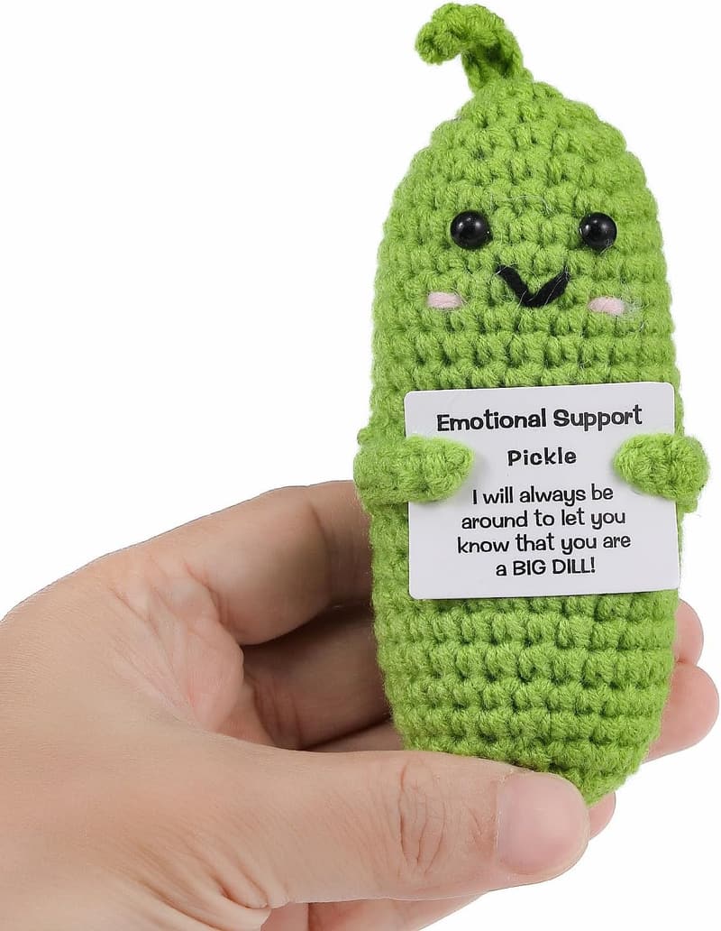 Encouragement Pickle Plush Toy – Positive Crochet Gift
