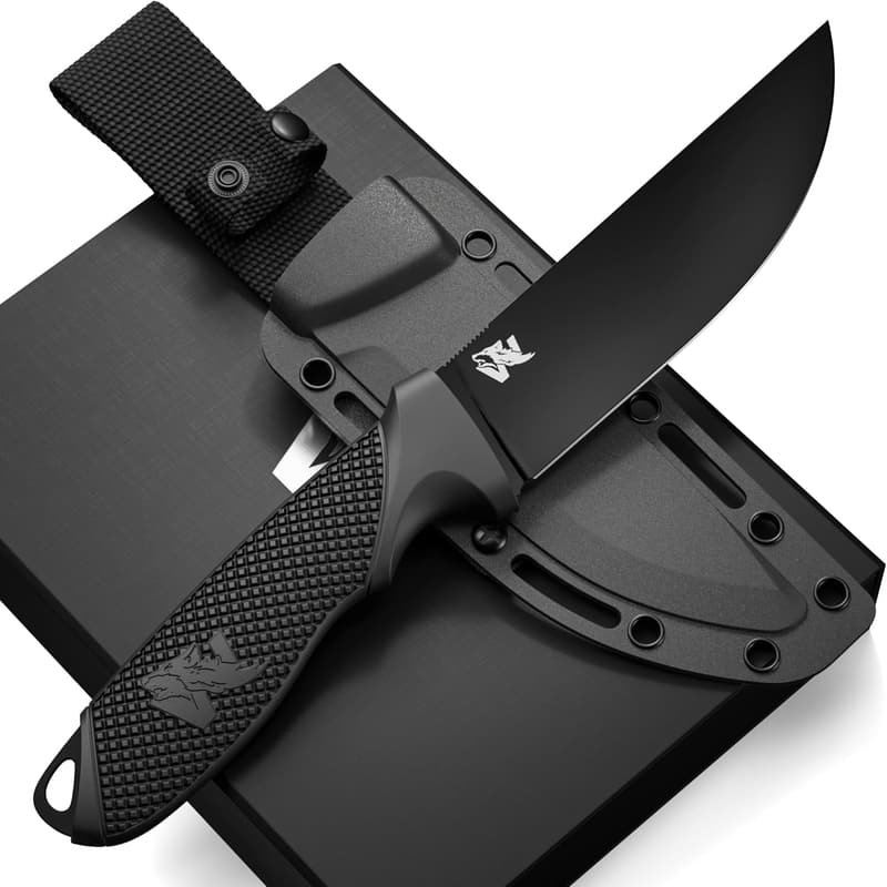 D2 Steel Tactical Survival Knife with Sheath - EDC Hunting Tool