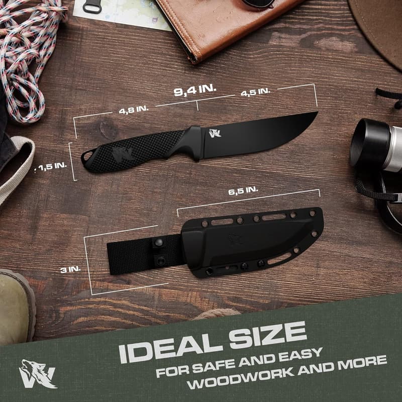 D2 Steel Tactical Survival Knife with Sheath - EDC Hunting Tool