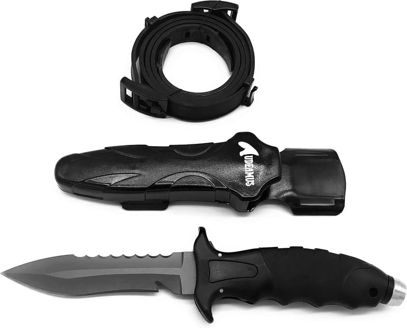 Audeamus Titanium Dive Knife - Lightweight, Rust-Free, with Sheath