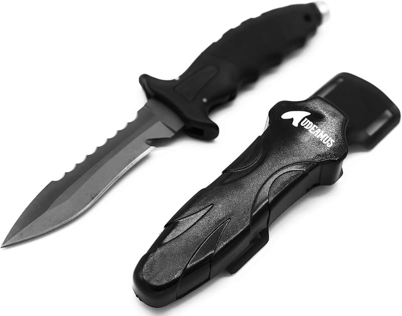 Audeamus Titanium Dive Knife - Lightweight, Rust-Free, with Sheath