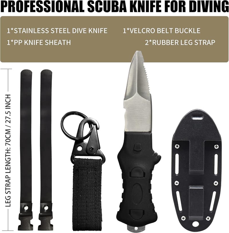 Stainless Steel Scuba Dive Knife with Sheath & Leg Straps