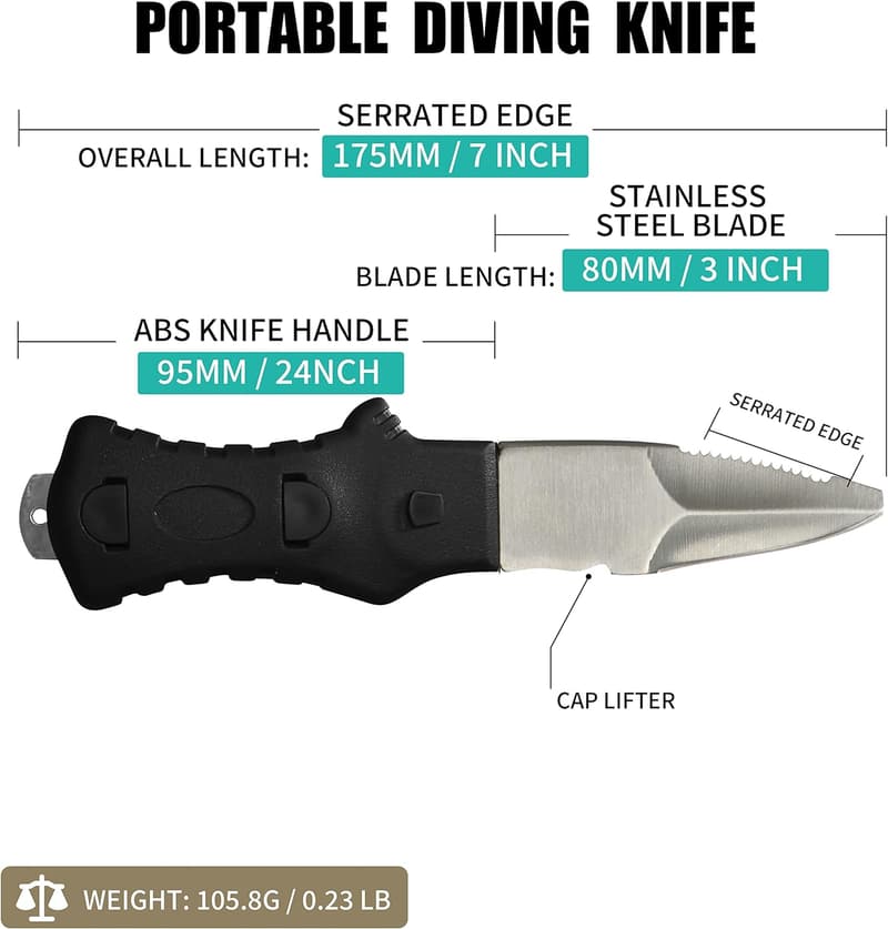 Stainless Steel Scuba Dive Knife with Sheath & Leg Straps