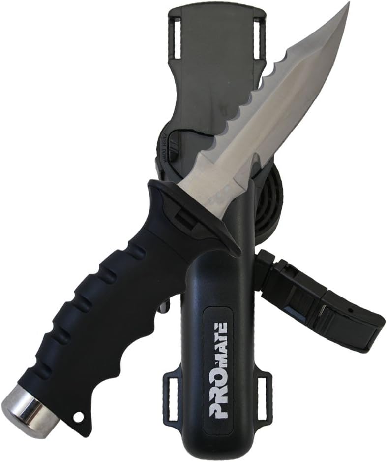 Stainless Steel Scuba Dive Knife with Sharp Tip - Black