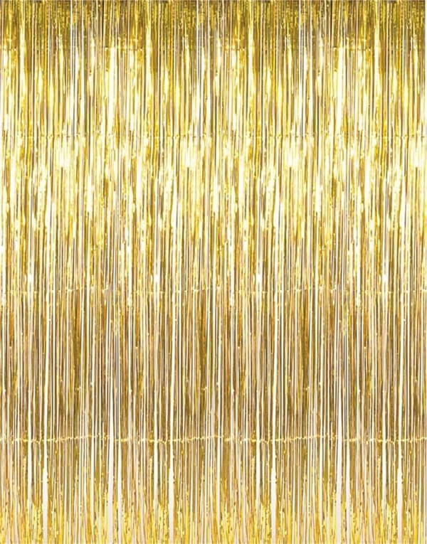 Metallic Gold Foil Tinsel Fringe Curtains for Party Decor