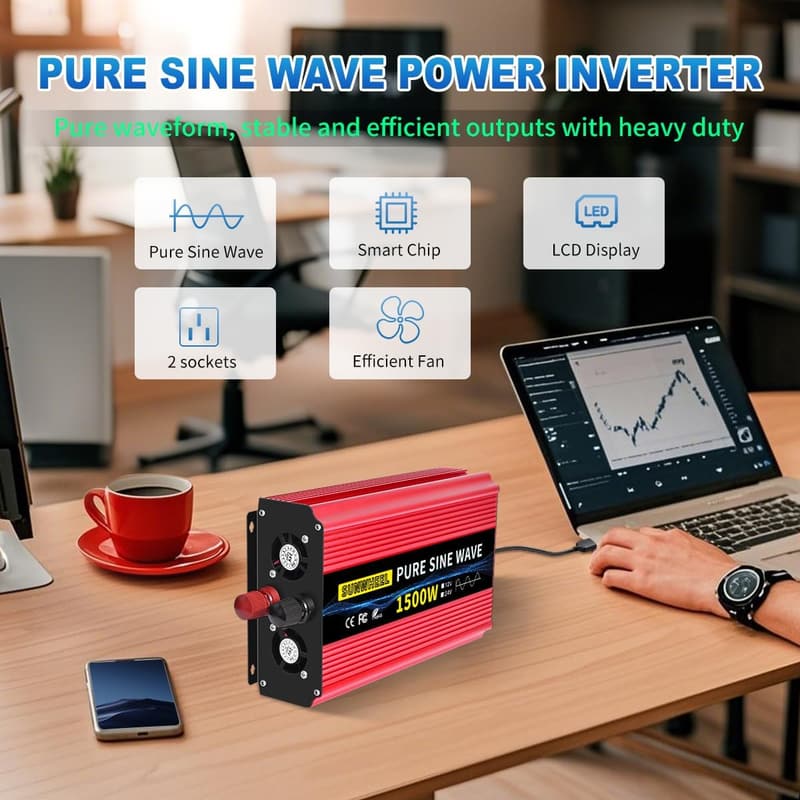 1500W Pure Sine Wave Inverter for RVs and Off-Grid Use