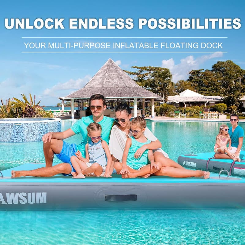 Inflatable Floating Dock Platform for Pool & Beach Use