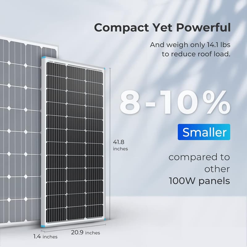 Renogy 2-Pack 100W High-Efficiency Solar Panels for Off-Grid Use