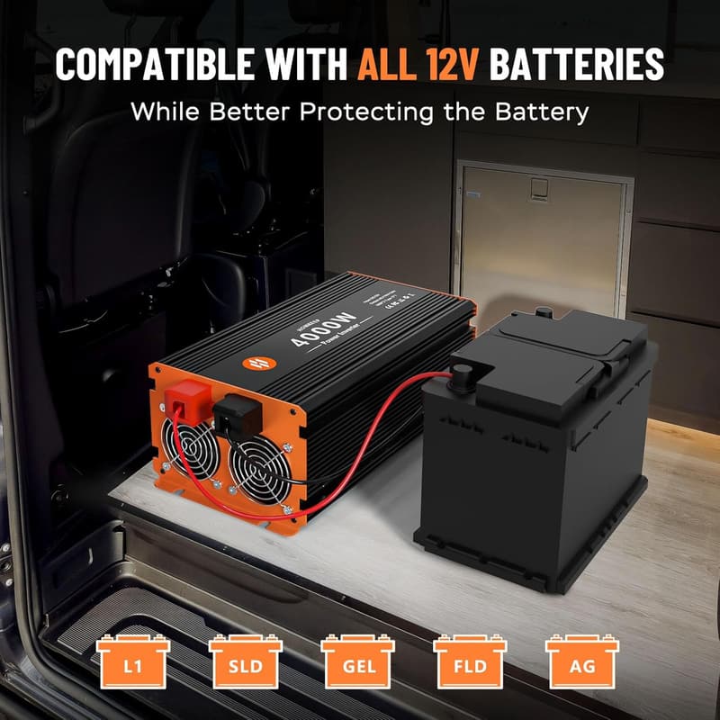 4000W DC to AC Power Inverter with LCD Display & 4 Outlets