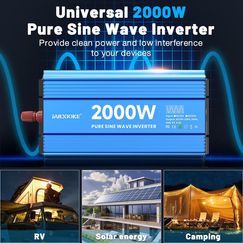 2000W Pure Sine Wave Inverter for Home & RV Use