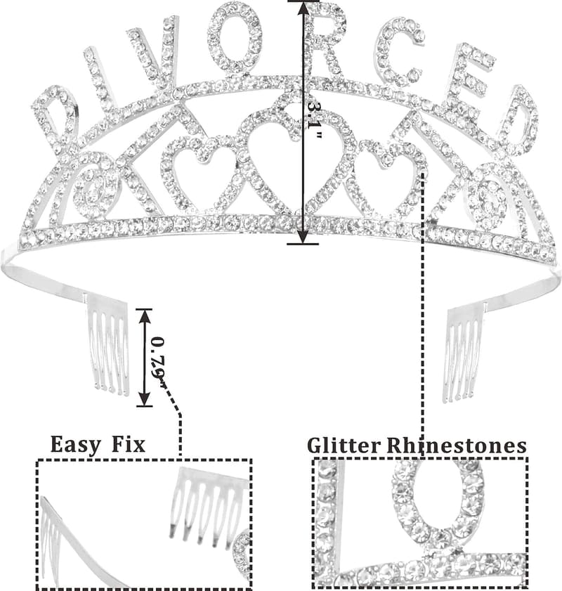 Divorce Party Set: Glitter Sash & Silver Rhinestone Tiara