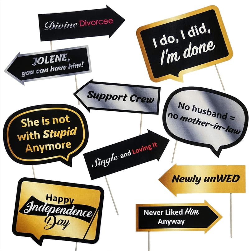 Divorce Party Photo Booth Props - 10 Fun Selfie Supplies