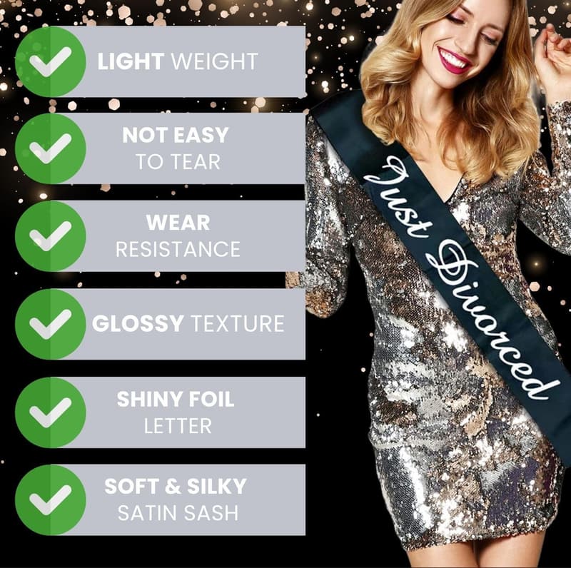 Just Divorced Party Sash Set for Women and Men - 4 Pcs