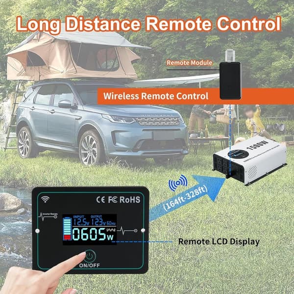 1500W Pure Sine Wave Inverter with Wireless Remote and USB Ports