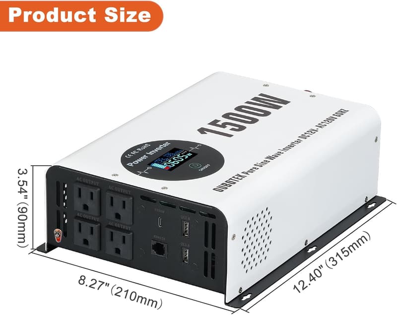 1500W Pure Sine Wave Inverter with Wireless Remote and USB Ports