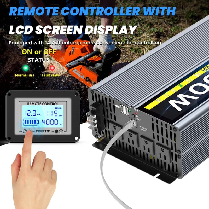4000W Pure Sine Wave Inverter with Remote Control for Off-Grid Use
