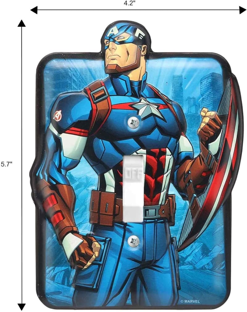 Captain America Embossed Metal Light Switch Plate Decor