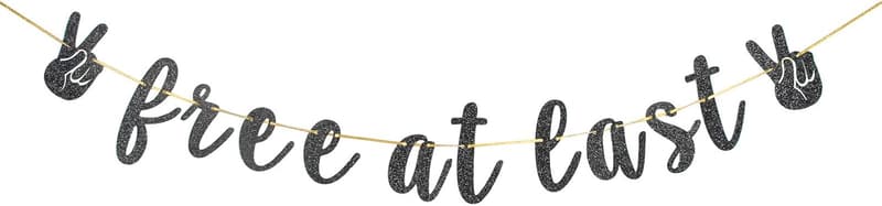 Divorce Party Black Glitter Banner - Newly Single Sign