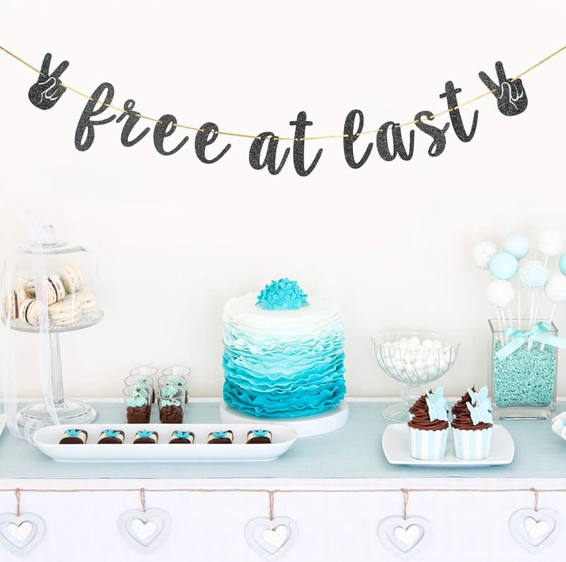 Divorce Party Black Glitter Banner - Newly Single Sign