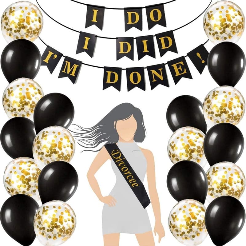 Divorce Party Decorations Kit | 10 Photo Booth Props & Banner