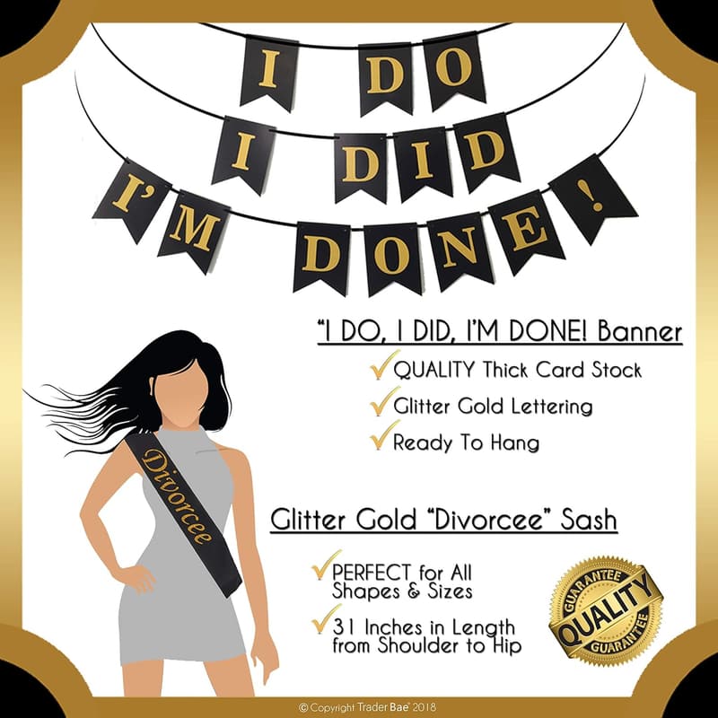 Divorce Party Decorations Kit | 10 Photo Booth Props & Banner