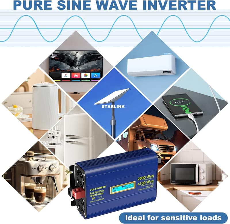 2000W Pure Sine Wave Inverter for Off-Grid Solar & RV Use
