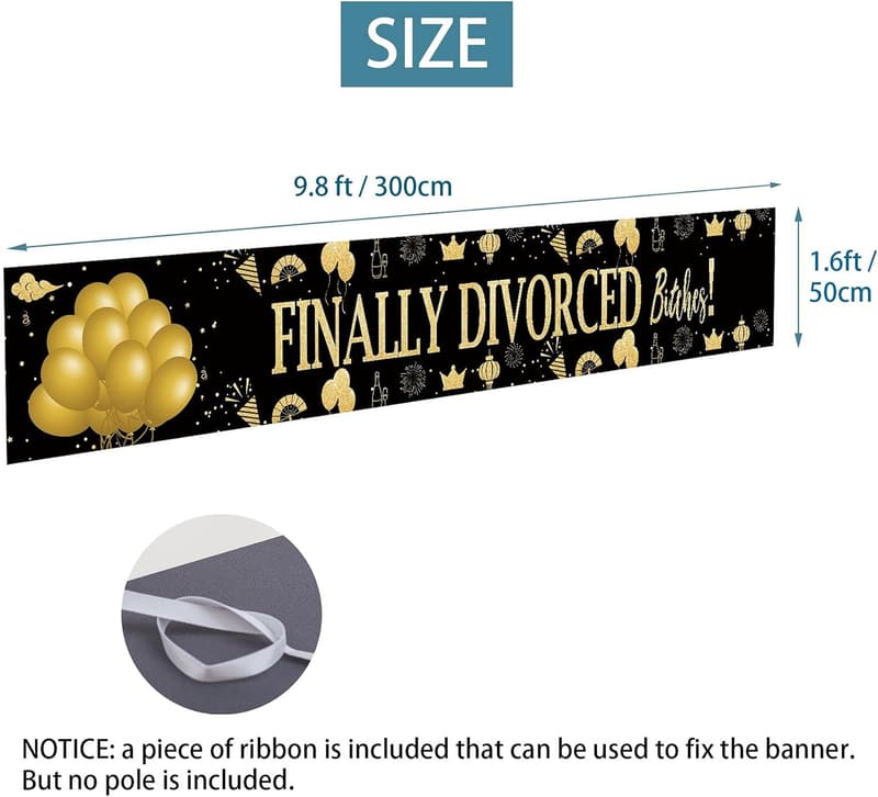 Divorce Party Banner Decoration - 9.8x1.6ft Photo Booth Backdrop