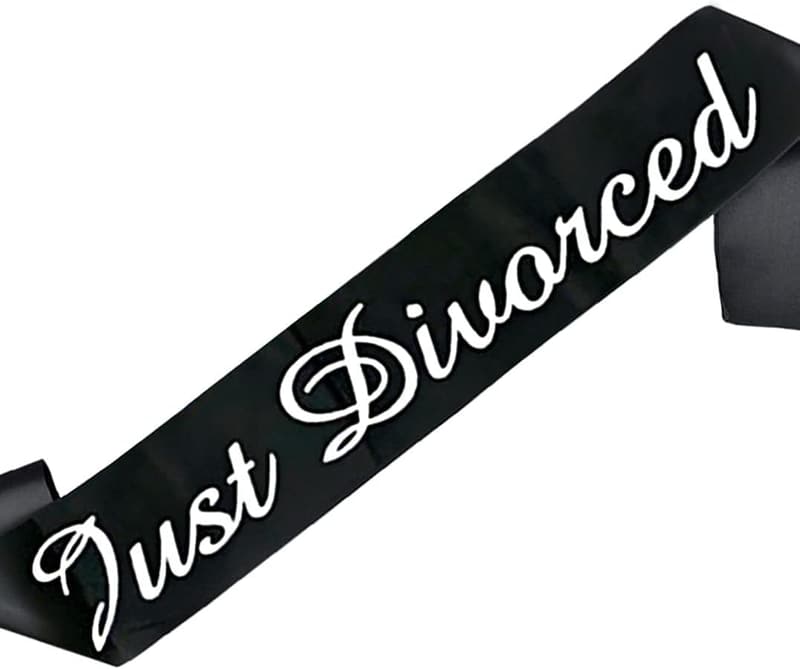 Just Divorced Sash - Black & White Party Decoration for Singles