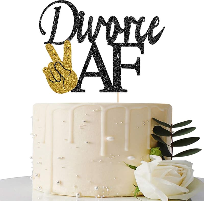 Divorce Party Cake Topper - Black Glitter 