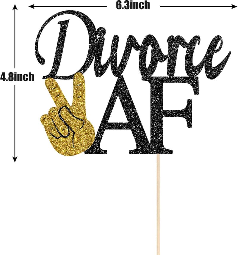 Divorce Party Cake Topper - Black Glitter 
