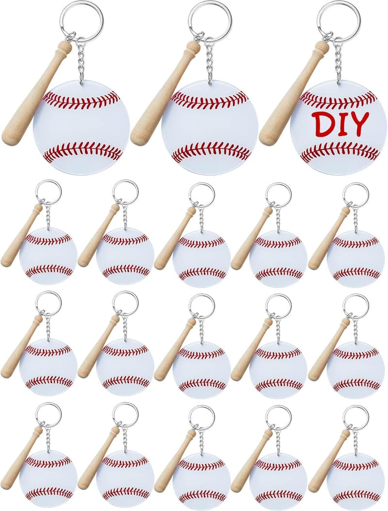 Baseball Softball Acrylic Keychain Set for DIY Sublimation Tags