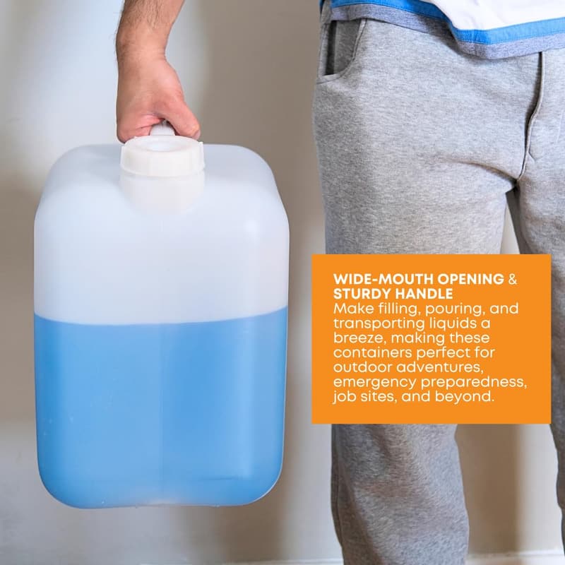 5 Gallon Food Grade Carboy with Cap - 2-Pack, BPA Free, Leak-Proof