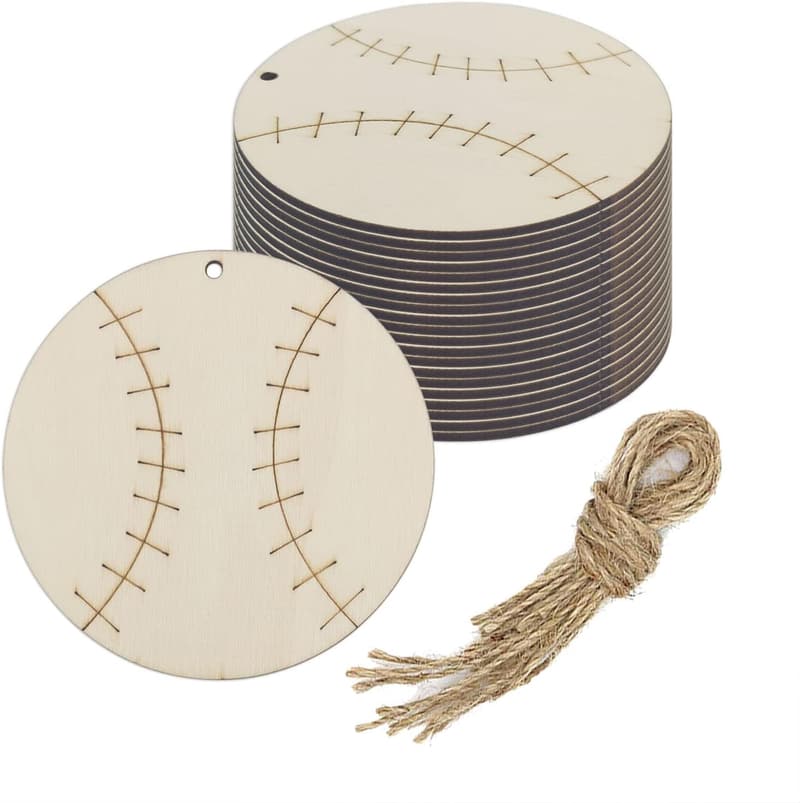 Baseball Wood DIY Cutouts - 20pcs Hanging Ornaments for Parties