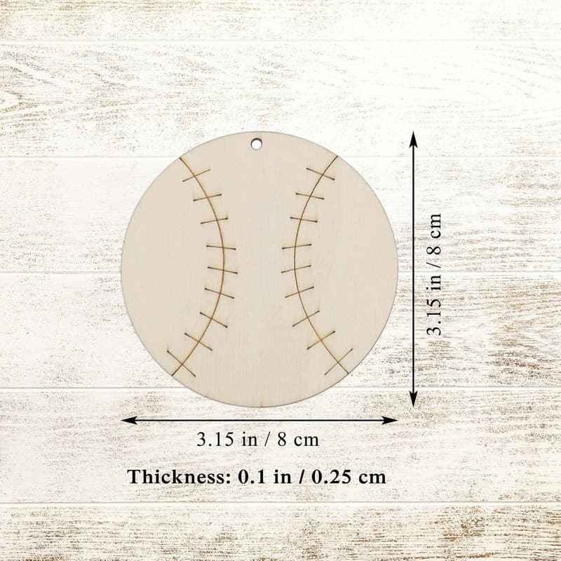 Baseball Wood DIY Cutouts - 20pcs Hanging Ornaments for Parties