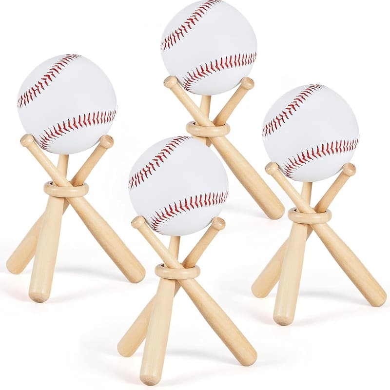 Baseball Display Stand for Sports Lovers - Wooden Centerpiece