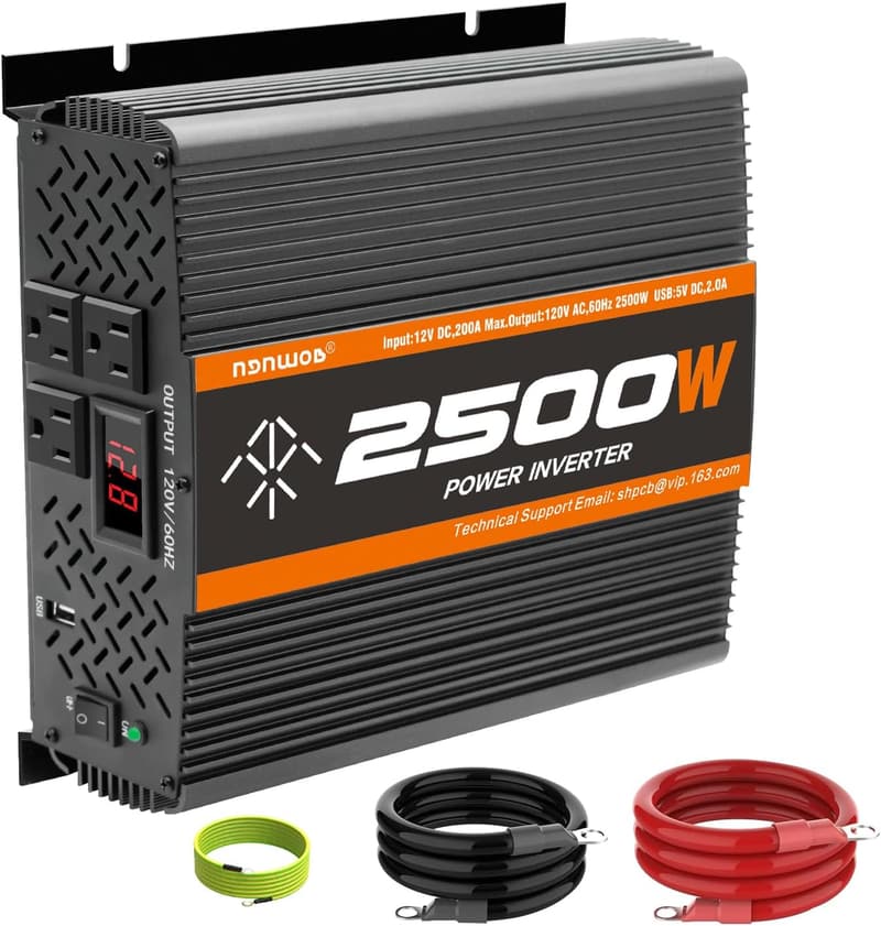 2500W 12V DC to 120V AC Inverter for RV and Off-Grid Use