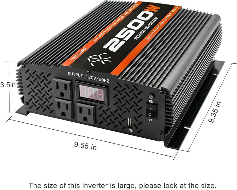 2500W 12V DC to 120V AC Inverter for RV and Off-Grid Use