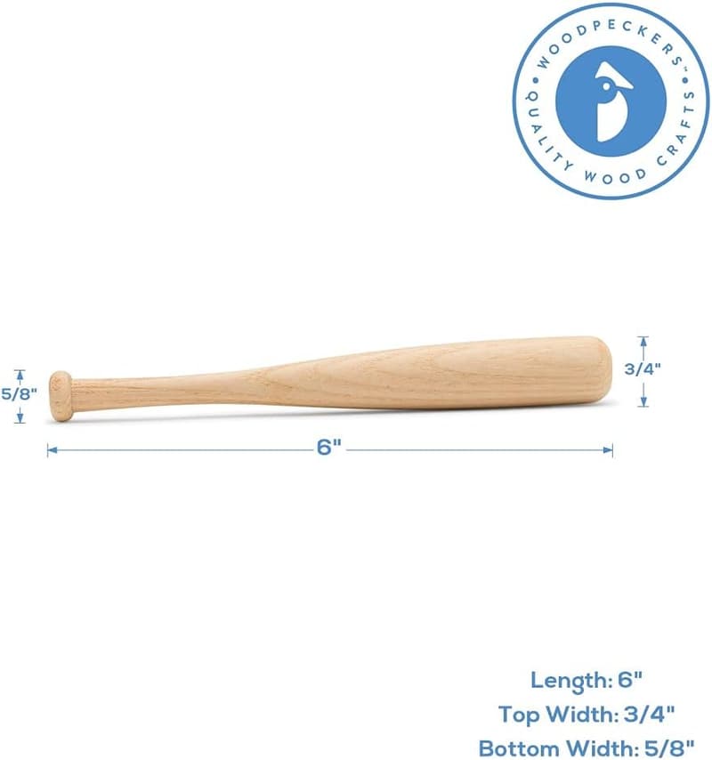 Mini Baseball Bats for Crafts & Party Favors - Pack of 2