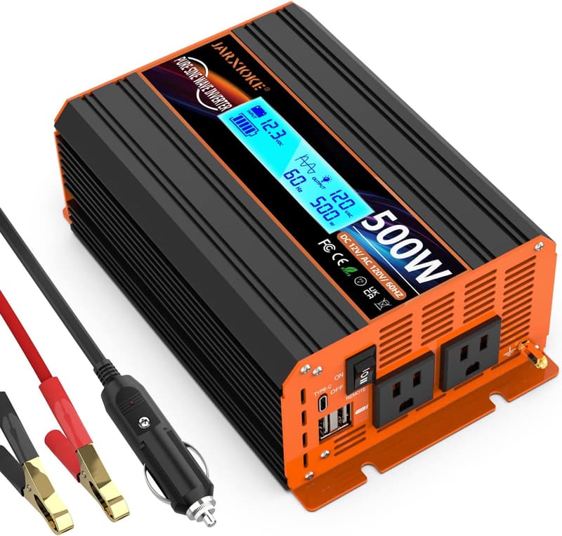500W Pure Sine Wave Inverter with Type-C, AC & USB Ports
