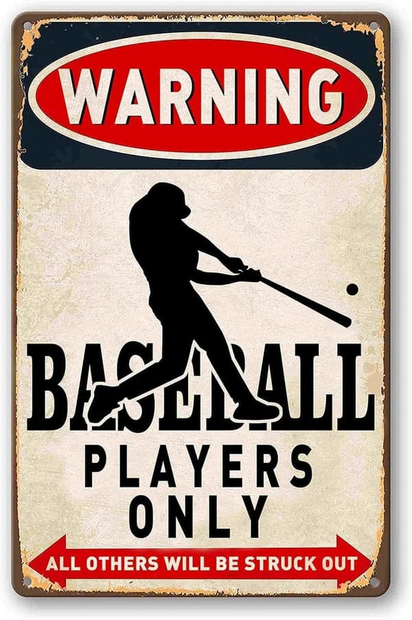 Vintage Baseball Wall Decor Sign - Metal Art for Boys' Rooms