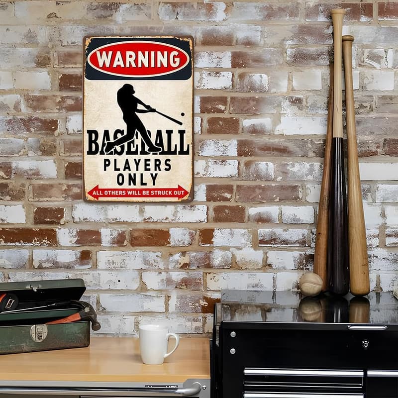 Vintage Baseball Wall Decor Sign - Metal Art for Boys' Rooms