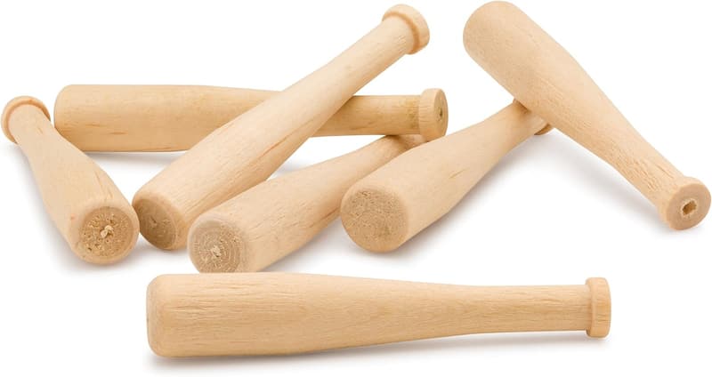 Bag of 48 Unpainted 2-Inch Mini Wooden Baseball Bats for Crafts