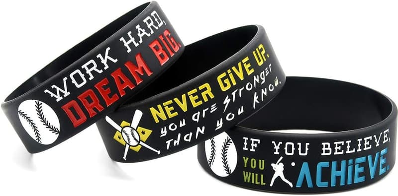 Motivational Baseball Bracelets (12-Pack) - Durable Gifts for Teams