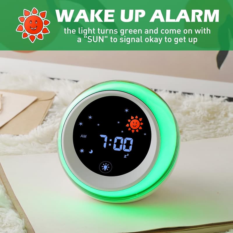 Kids Sleep Training Clock with Sounds & Night Light