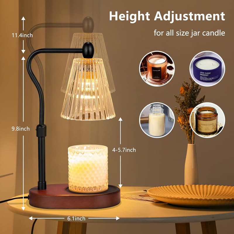 Candle Warmer Lamp with Dimmer & Timer - Adjustable Height Gift for Women