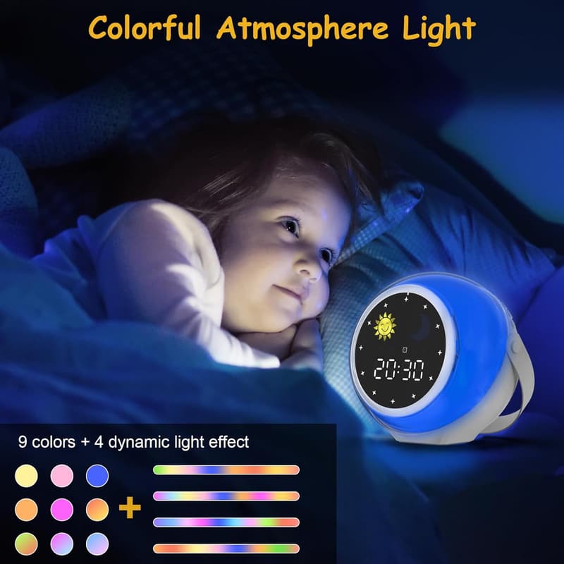 Kids Sunrise Alarm Clock with White Noise & Night Light